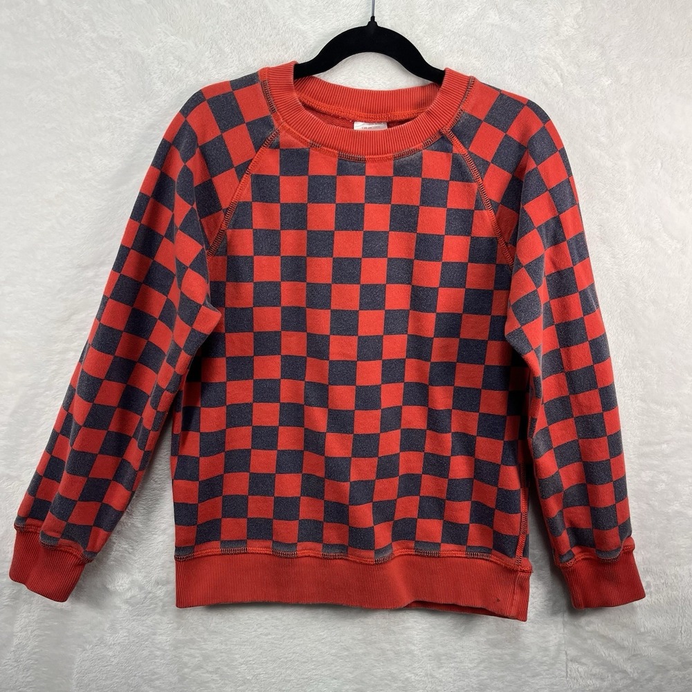 Hanna Andersson Checkered Crewneck Sweater Boys 8 Pullover Fall Cozy